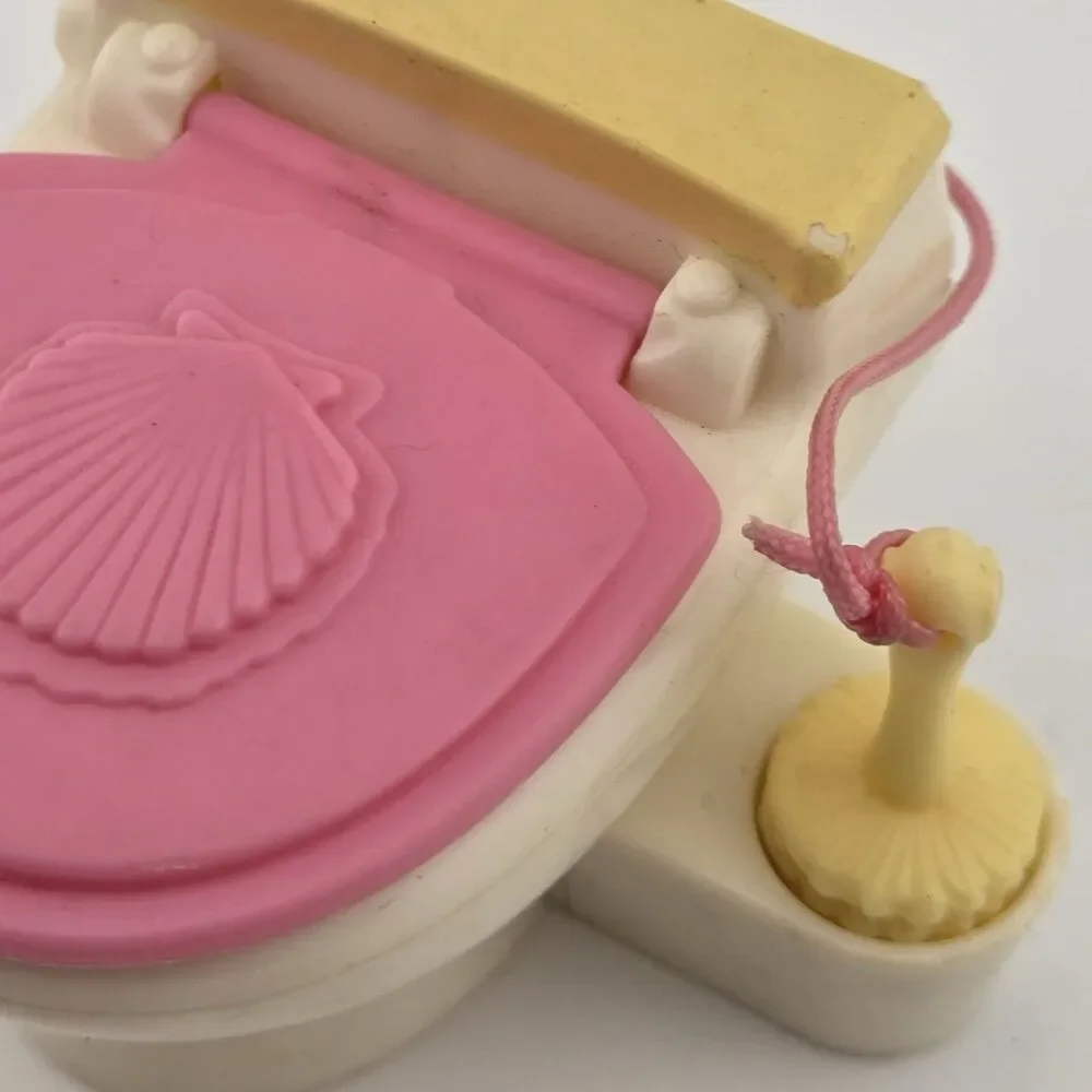 Fisher Price Loving Family Dollhouse Bathroom Pink White Doll Toilet with Brush